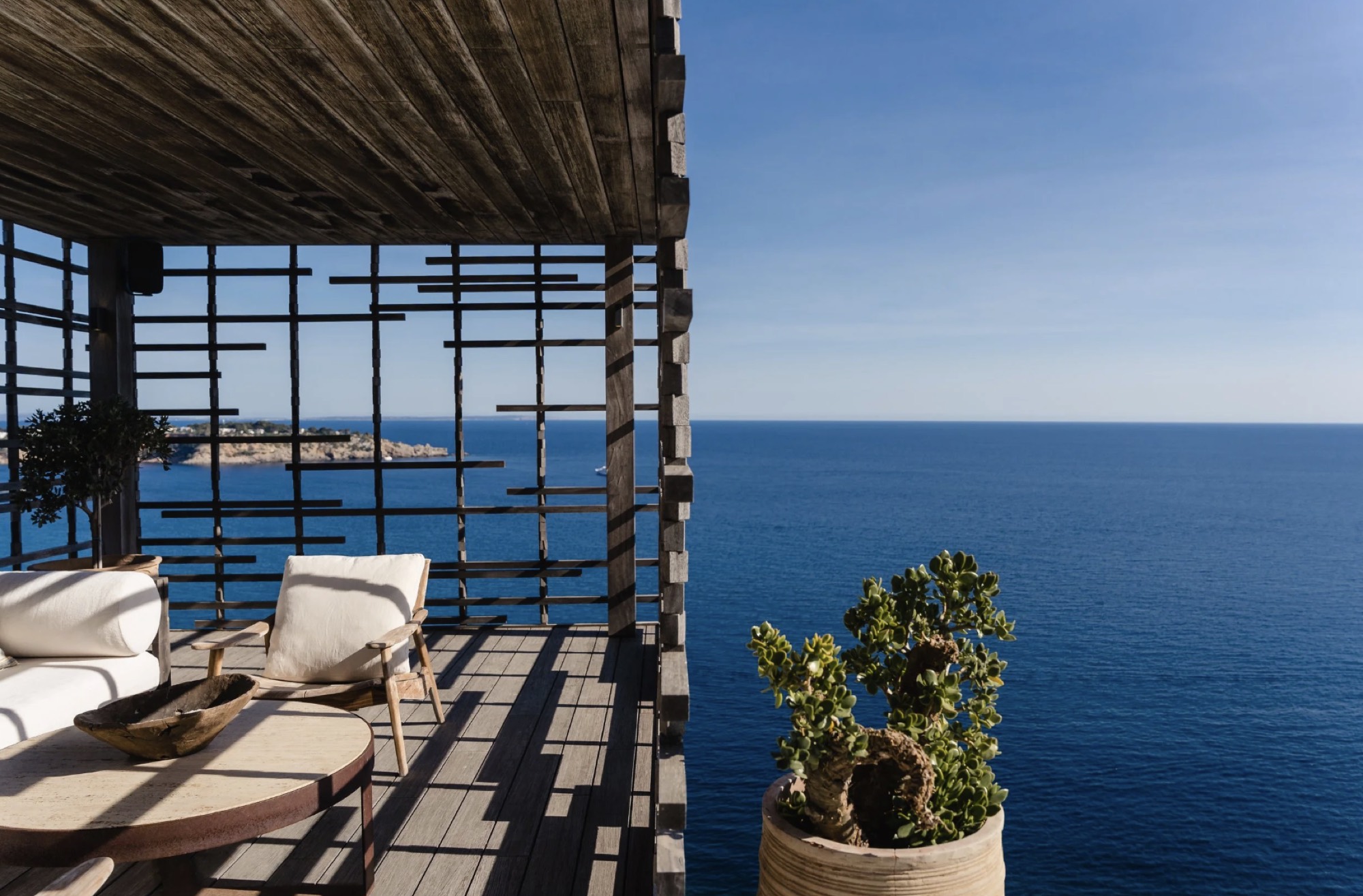 A shaded terrace overlooking the Mediterranean, Ibiza